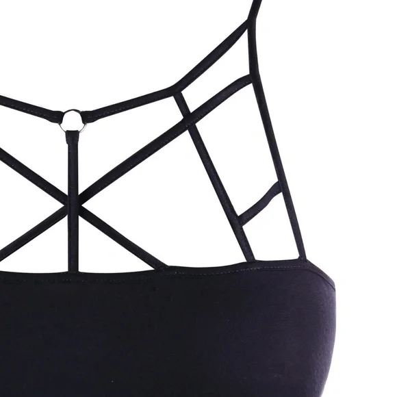 Plus Size Black or White Strappy Bralette Crop Top - Picture 5 of 8